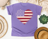 American Flag Heart Red 4 graphic tee in Violet