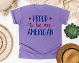Proud To Be An American Grey graphic tee in Violet