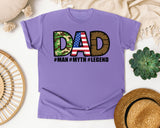 Dad Man Myth Legend Brown 2 graphic tee in Violet
