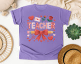 Teacher Hearts And Roses graphic tee in Violet