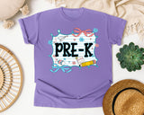 Pre-K Notebook Bow graphic tee in Violet