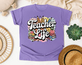 Teacher Life Pencils graphic tee in Violet