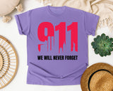 We Will Never Forget White 2 graphic tee in Violet