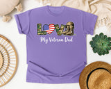 Love My Veteran Dad graphic tee in Violet