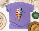 Patriotic Ice Cream Cone Grey graphic tee in Violet