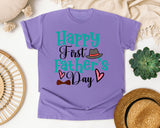 Happy First Father's Day Teal graphic tee in Violet