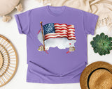Waving American Flag Grey graphic tee in Violet