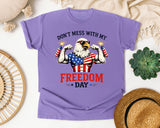 Don't Mess With My Freedom Day Grey graphic tee in Violet