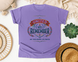 United We Remember May Their Memory Live Forever graphic tee in Violet