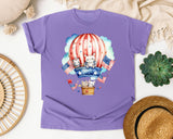 Bunnies In Hot Air Balloon graphic tee in Violet
