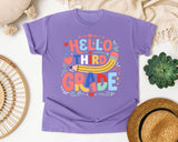 Hello Third Grade graphic tee in Violet