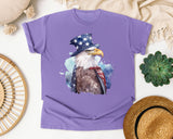 Eagle In Flag Hat Grey graphic tee in Violet