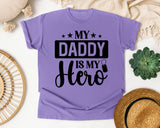 My Daddy Is My Hero White 2 graphic tee in Violet