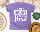 My Daddy Is My Hero White 3 graphic tee in Violet