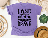 Land Of The Free Because Of The Brave White graphic tee in Violet
