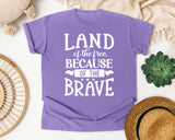Land Of The Free Because Of The Brave White 2 graphic tee in Violet