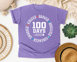 100 Days Smarter Kinder Braver Stronger White 2 graphic tee in Violet