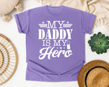 My Daddy Is My Hero White 6 graphic tee in Violet