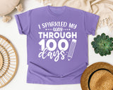 I Sparkled My Way Through 100 Days White 2 graphic tee in Violet