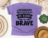 Land Of The Free Because My Daddy Is Brave White graphic tee in Violet