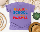 I Go To School In My Pajamas Red graphic tee in Violet