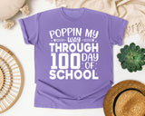 Poppin My Way Through 100 Days Of School White 2 graphic tee in Violet