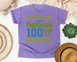 Poppin My Way Through 100 Days Of School Grey graphic tee in Violet