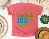 Poppin My Way Through 100 Days Of School Grey graphic tee in Watermelon