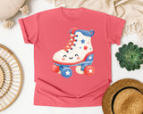 Patriotic Roller Skate graphic tee in Watermelon