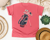 Golf Bag American Flag graphic tee in Watermelon