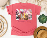 Game Day Football Bows graphic tee in Watermelon