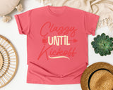 Classy Until Kickoff Coral graphic tee in Watermelon