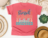 Stressed Blessed Football Obsessed graphic tee in Watermelon