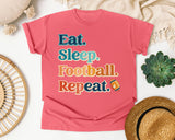 Eat Sleep Football Repeat Stacked graphic tee in Watermelon