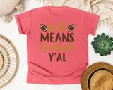 Fall Means Football Yall Brown graphic tee in Watermelon