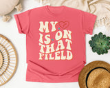 My Heart Is On That Field Groovy graphic tee in Watermelon
