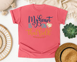 My Heart Is On That Field Navy graphic tee in Watermelon