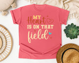 My Heart Is On That Field Gold graphic tee in Watermelon
