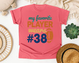 My Favorite Player Wears Number 38 graphic tee in Watermelon