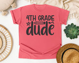 4th Grade Dude White graphic tee in Watermelon