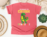 Im Ready To Crush 5th Grade Dino graphic tee in Watermelon