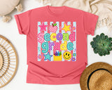 Second Grade Crayons Smiley graphic tee in Watermelon