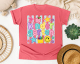 Kindergarten Crayons Smiley graphic tee in Watermelon