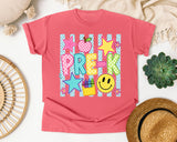Pre-K Crayons Smiley graphic tee in Watermelon