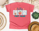 Hello First Grade Frames graphic tee in Watermelon