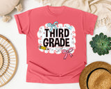 Third Grade Scallop Bow graphic tee in Watermelon