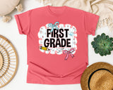 First Grade Scallop Bow graphic tee in Watermelon