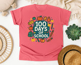 100 Days Of School Supplies Circle graphic tee in Watermelon