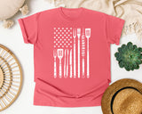 BBQ Tools American Flag White graphic tee in Watermelon