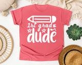 1st Grade Dude White 2 graphic tee in Watermelon